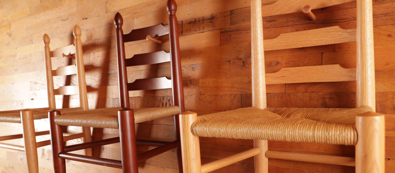 Wooden chairs with fiber rush seats for children
