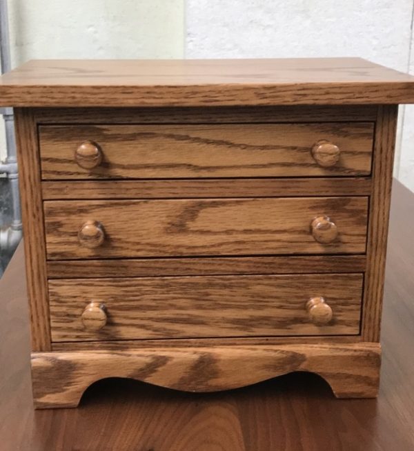 Antique oak dresser-top jewelry chest