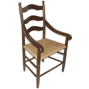 Solid wood Ladder Back Dining Arm Chair with fiber rush seat