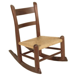 Childs rocking chair wooden with rush seat