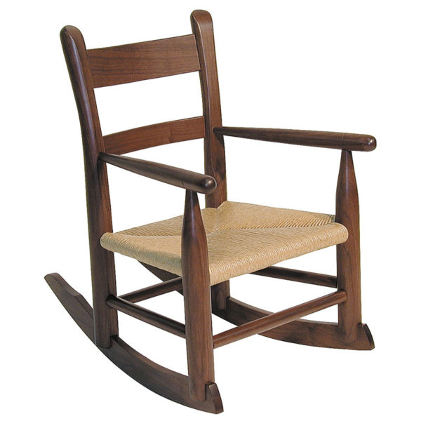 Child's rocking chair wooden with rush seat