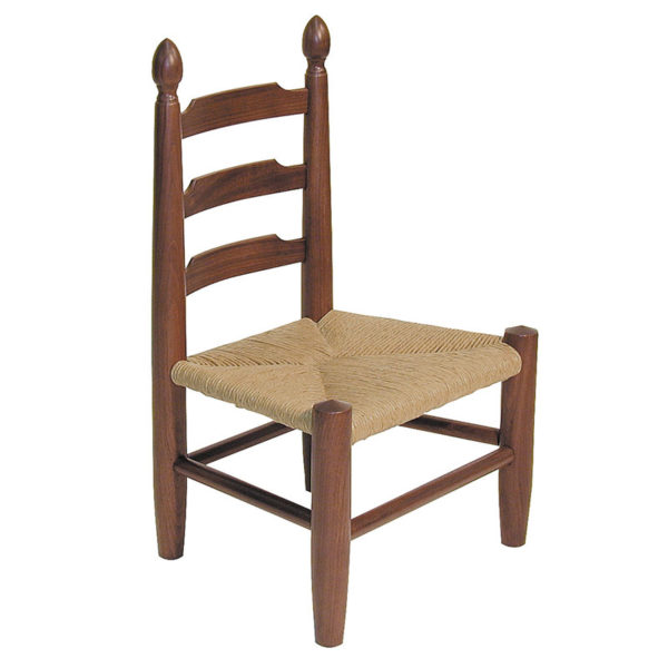 Child's ladder back chair wooden with rush seat