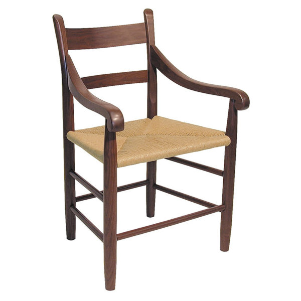 Wooden master arm chair with rush seat