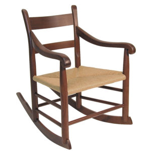 Wooden master rocking chair with rush seat