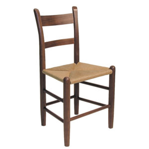 Wooden side chair with rush seat