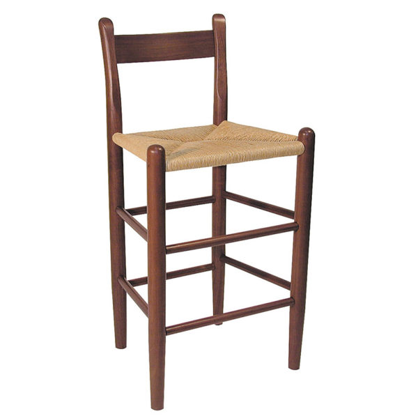 Wooden bar chair with rush seat