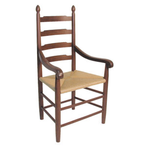 Four ladder back dining arm chair