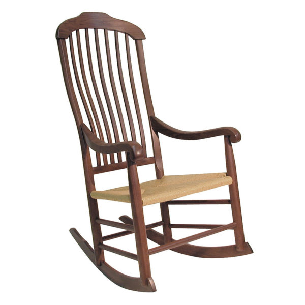 Rib rocking chair wooden with rush seat
