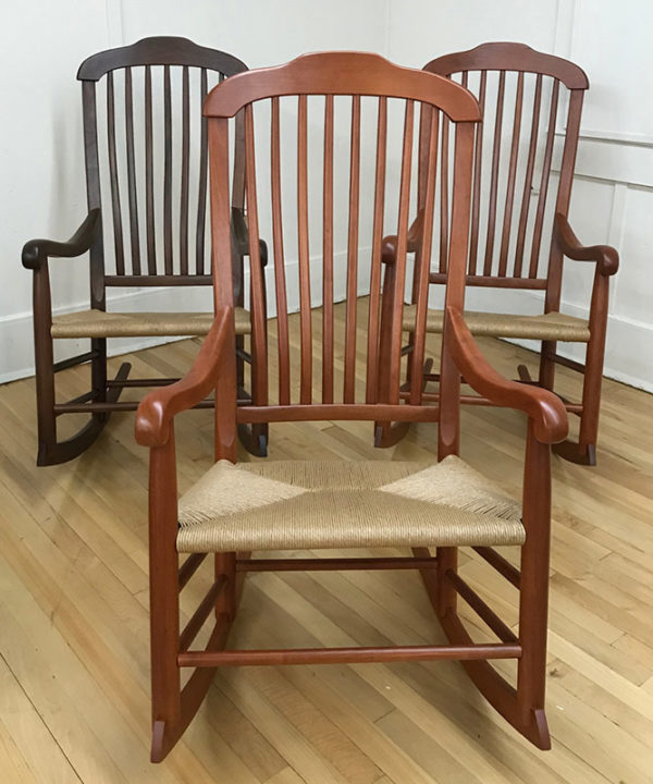 Clore's solid wood rib rocking chairs with fiber rush seat