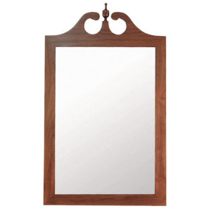 Wooden frame mirror with scroll top