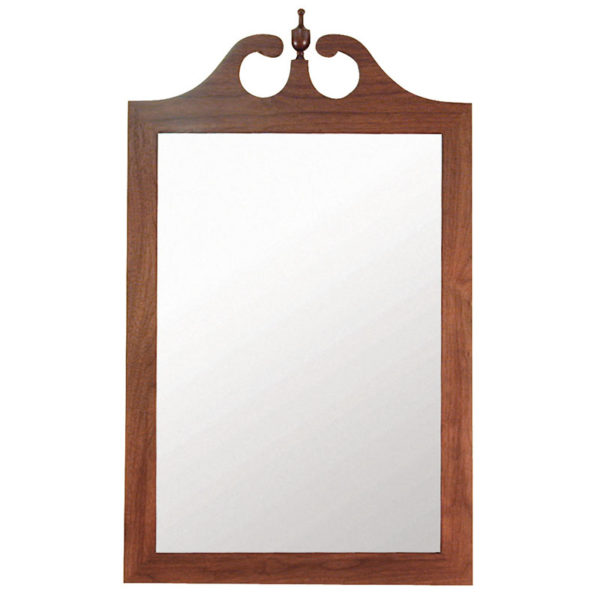 Wooden frame mirror with scroll top