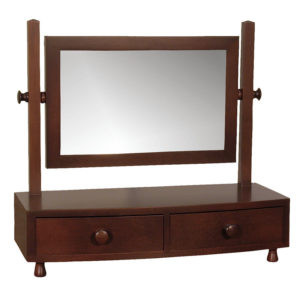 Oval front shaving stand with beveled mirror