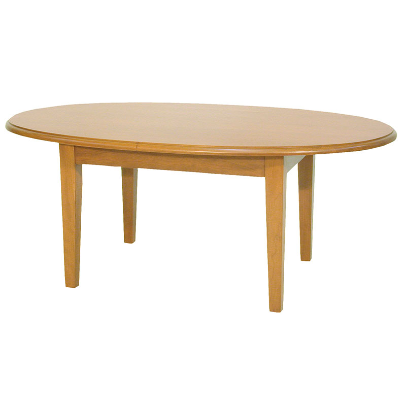 Oval Solid Top Coffee Table, Thick Wood Top Coffee Table