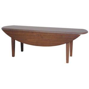 Solid wood solid top oval coffee table with drop leaf