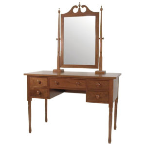 Five drawer wooden vanity with bevel mirror