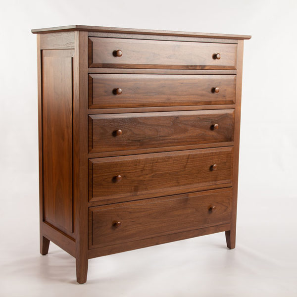 Solid wood chest of drawers with raised panels